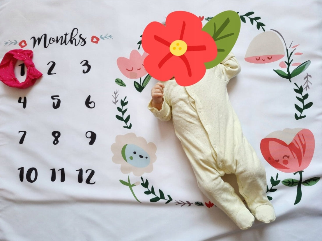Covoras bebelusi, Zola®, fundal pentru poze, model cu flori, material moale, 1-12 luni, 103x103 cm Covoras bebelusi, Zola®, fundal pentru poze, model cu flori, material moale, 1-12 luni, 103x103 cm